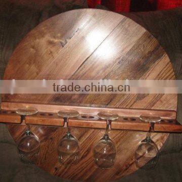 Custom Wooden Wine and Glass Organizer Holder, Decorative Wall Wood Wine Shelf photo-5