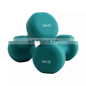 Manufacturers custom multicolor rubber dumbbells plastic coated flat head household dipped dumbbells