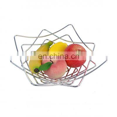 High Quality Metal Fruit Basket Round Geometric Mesh Kitchen Storage Fruit Basket Modern