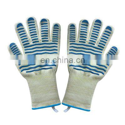 500 degree Aramid silicone bbq oven barbecue anti high temperature heat resistant gloves heat & cut resistance cotton 31cm