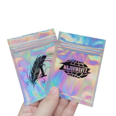 custom holographic zipper plastic packaging bag for makeup