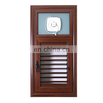 ROGENILAN Indoor Wooden Grain Louver Shutters Aluminium Bathroom Window Designs