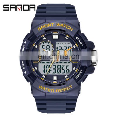 SANDA 6025  Top Brand Luxury Sports Fashion Military Male Digital Water Resistant Mens Branded Watches