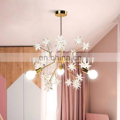 Italian Modern Creative Minimalist Pendant Light Gold Indoor Decorative Living Room Dining Bedroom Star Glass Chandelier