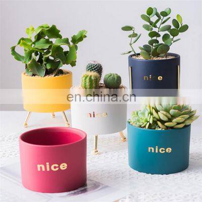 Home Decor Accessories Succulent Planter Small Ceramic Flower Pots Violet Chaozhou Office Table Plant Ceramic Pot With Stand