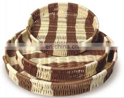 Supermarket Round Fruit and Vegetable Food Grade Plastic Rattan Basket Display Bread Basket Storage Basket
