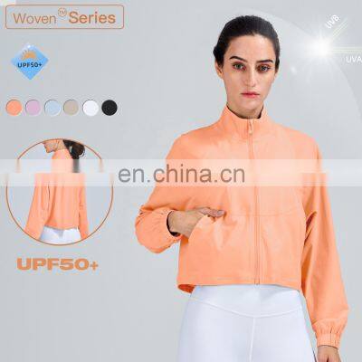 Workout Side Pockets Wholesale Sports Jackets Full Zipper Women Loose Yoga Exercise Tops