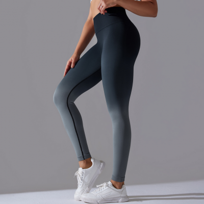 YYBD-0033,Cross-border Amazon Seamless Knit Candy Gradient Tight Height Waist Hip Lift Women Yoga Pants Sports Fitness Pants photo-4