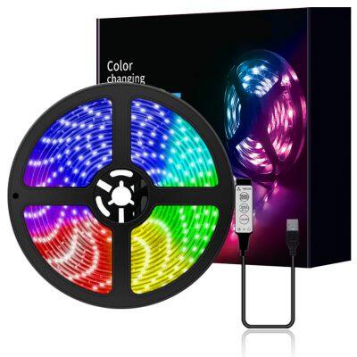 Дешёвая цена 5V 5м 5050 SMD умный RGB ленточный светодиодный стрип/ленточный светодиодный стрип с беспроводным пультом управления с тремя кнопками