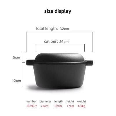 Wholesale Multifunctional Combo Cookware Pre-seasoned Cast Iron Double Pot Dutch Oven 2 in 1 With Skillet Lid photo-2