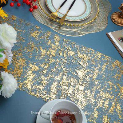 Polyester Glitter Metallic Gold Table Runner 11x108
