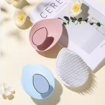 New Leaves Shaped Shampoo Brush Message Scalp Hairbrush Hard Tooth Shampoo Brush for Women Long Hair photo-5