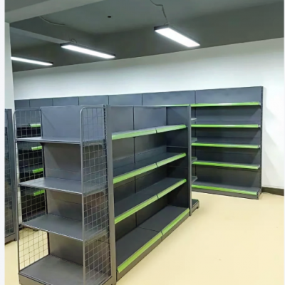 Double Side American Standards Metal White Supermarket Gondola Shelf Rack photo-3