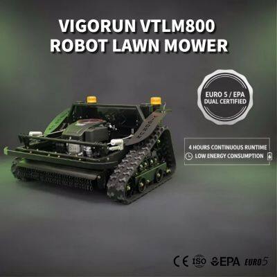 Vigorun Tech VTLM800 Remote Control Crawler Lawn Mower 60° Slope Climbing Rubber Track EPA Euro 5 Compliant for Sale