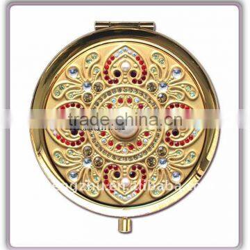 Beautiful custom new design metal jewel compact cosmetic makeup mirror