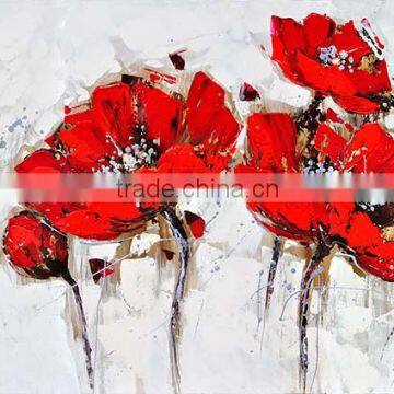 50% Handmade Home Decor Beautiful Red Flower Canvas Oil Painting