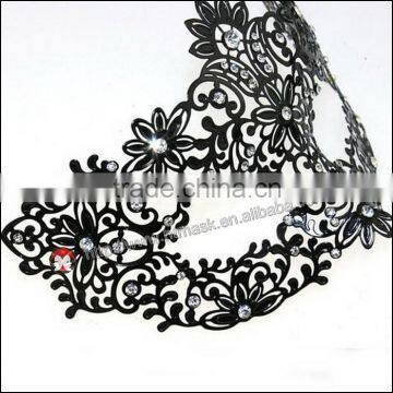 Fancy Luxury Black Elegant Metal Laser Cut Venetian Mask Innovation Rhinestones photo-2
