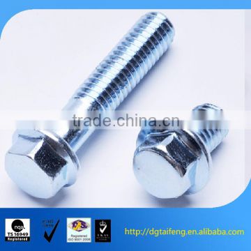 custom blue zinc coated alloy steel hex flange bolt