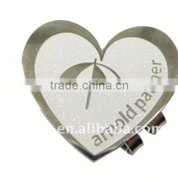 Heart golf divot hat clips / Stamped metal magnetic hat clips