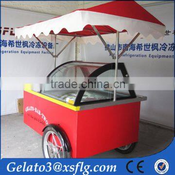 Mobile stainless steel ice cream cart ice slush cart/ice cream cart with wheels