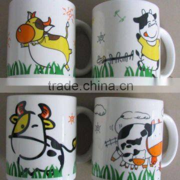 customize 7102 white porcelain mug cups with full decal-animal design