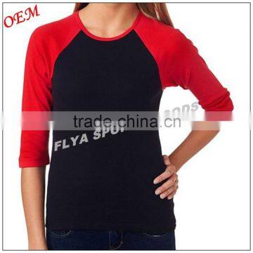 2016 New Design Casual Ladies 3/4 Sleeve T-shirt