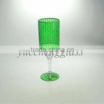 Long-stemmed Green mosaic glass candle holders wholesale