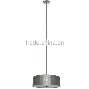 4 light chandelier(Lustre/La arana) in satin steel finish with round 22" starlight weave fabric shade