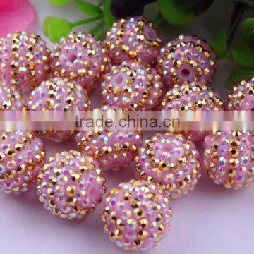 Look!!2016 Valentine's Day wholesale 20mm large charm rhinestone resin gumball strips jewelry beads for kids necklaces making!!