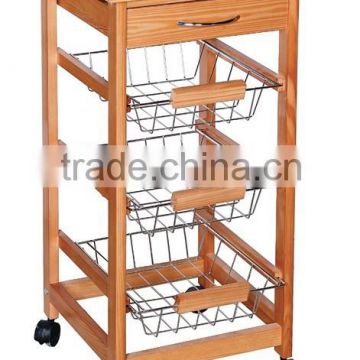 Cheap wooden kitchen cart with tile top