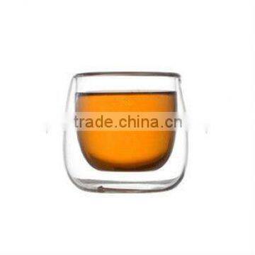 2012 new design double wall pyrex glass tea cup with beautiful logo