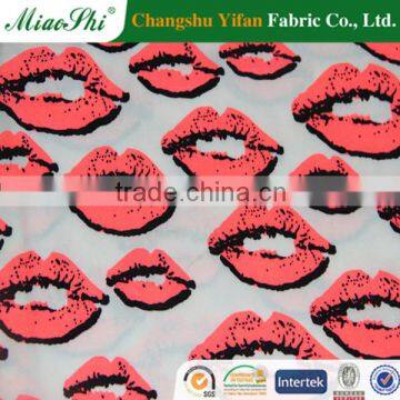 Lip Printed Spandex Fabric for Summer Women Dress
