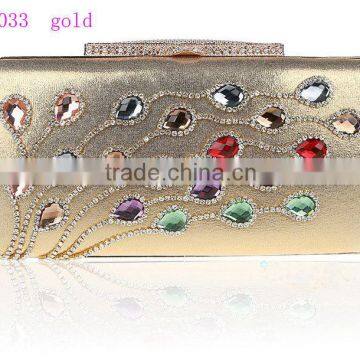 12033 gold popular ladies shiny clutch bag, fashion women's crystal clutch bag