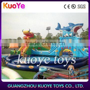 giant shark inflatable water slide with swimming pool,inflatable pool with shark slide, inflatablel summer fun toys