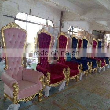 Cheap Golden Silver Classic Antique Reproduction Wooden Royal King Throne Chair photo-5