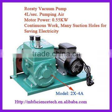 Rotary Vane Vacuum Pump, Model: 2X-4A, Pumping Speed: 4L/sec., Motor Power: 0.55KW, Continuous Work, Many Suction Holes