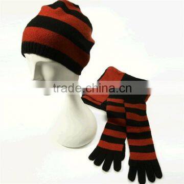 Knitted fashion winter hat scarf set