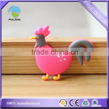 animal cock rooster shaped soft PVC rubber decorative fridge magnet