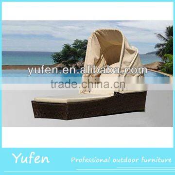 all weather outdoor rattan sun lounger with canopy