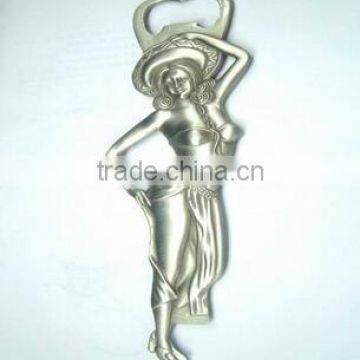 cast iron metal nude girl shape bottle opener for home decoration