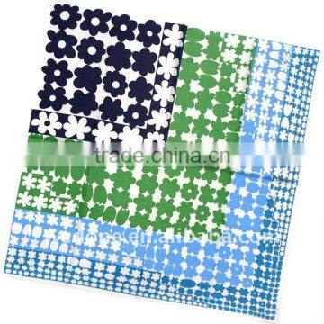 Small Floral Printed Twill Silk Scarf Green/Blue