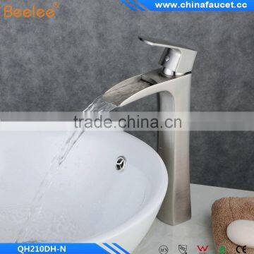 Nickel Brushed Finish Single Handle Single Hole Bathroom Waterfall Basin Mixer Vessel Faucet Tap                        
                                                Quality Choice