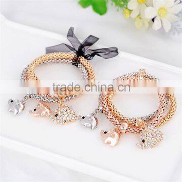 Latest Design Fashion Gold Plated Jewelry Zinc Alloy Rhinestone Elephant Charm Bracelet photo-5