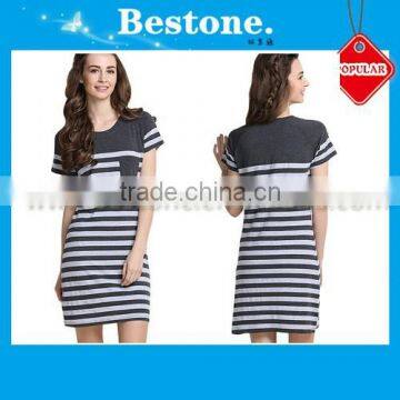 Striped Cotton Women Sleeping Dress