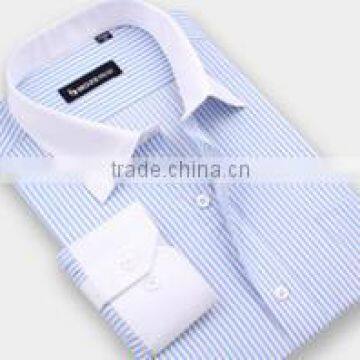 mens short sleeve white collar blue plaids shirt with pocket OEM