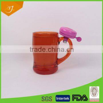 wholsale glass beer mug with bell/color glass beer mug