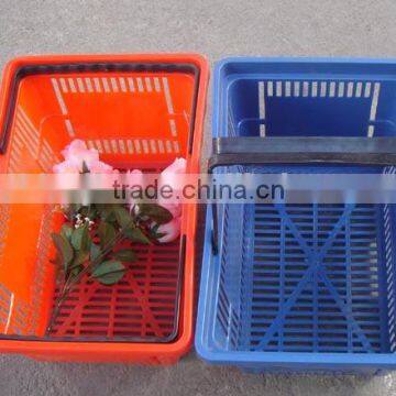 plastic shopping basket with 2 wheels