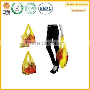Women daily life reusable printing folding shopping bag