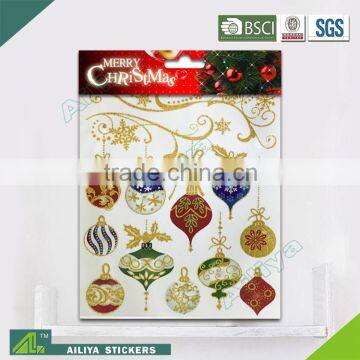 BSCI factory audit Christmas 3D Eco-friendly decorative removable glitter decal