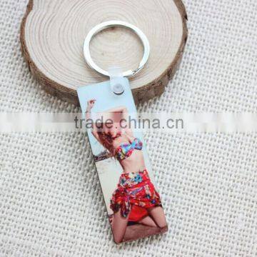 Wholesale rectangle shape sublimation mdf keychain for promotional gifts